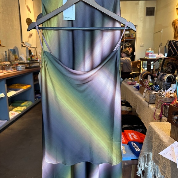 Cowl neck spagetti strap satin top